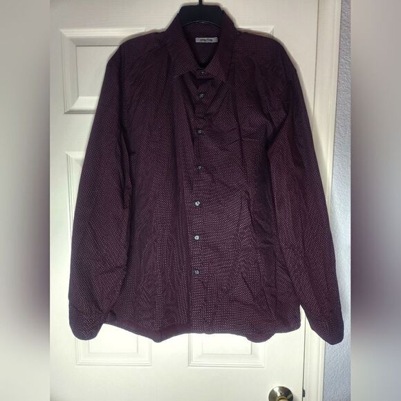 KennethColeReaction XL BrownBlue PolkaDots LngslvCottonBlend ButtonUpMen's Shirt - Picture 1 of 6